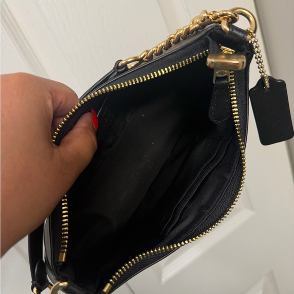 Coach Black and Brown Shoulder Bag with Gold Accents - Picture 3 of 3